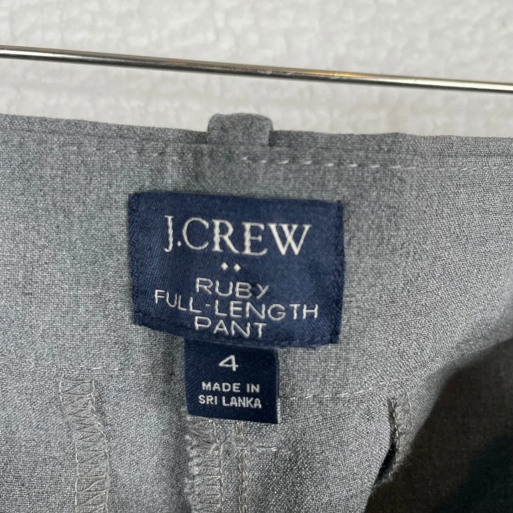 J.Crew Ruby Full-Length Pants Gray Slim Straight Dress Trousers Size 4 Career